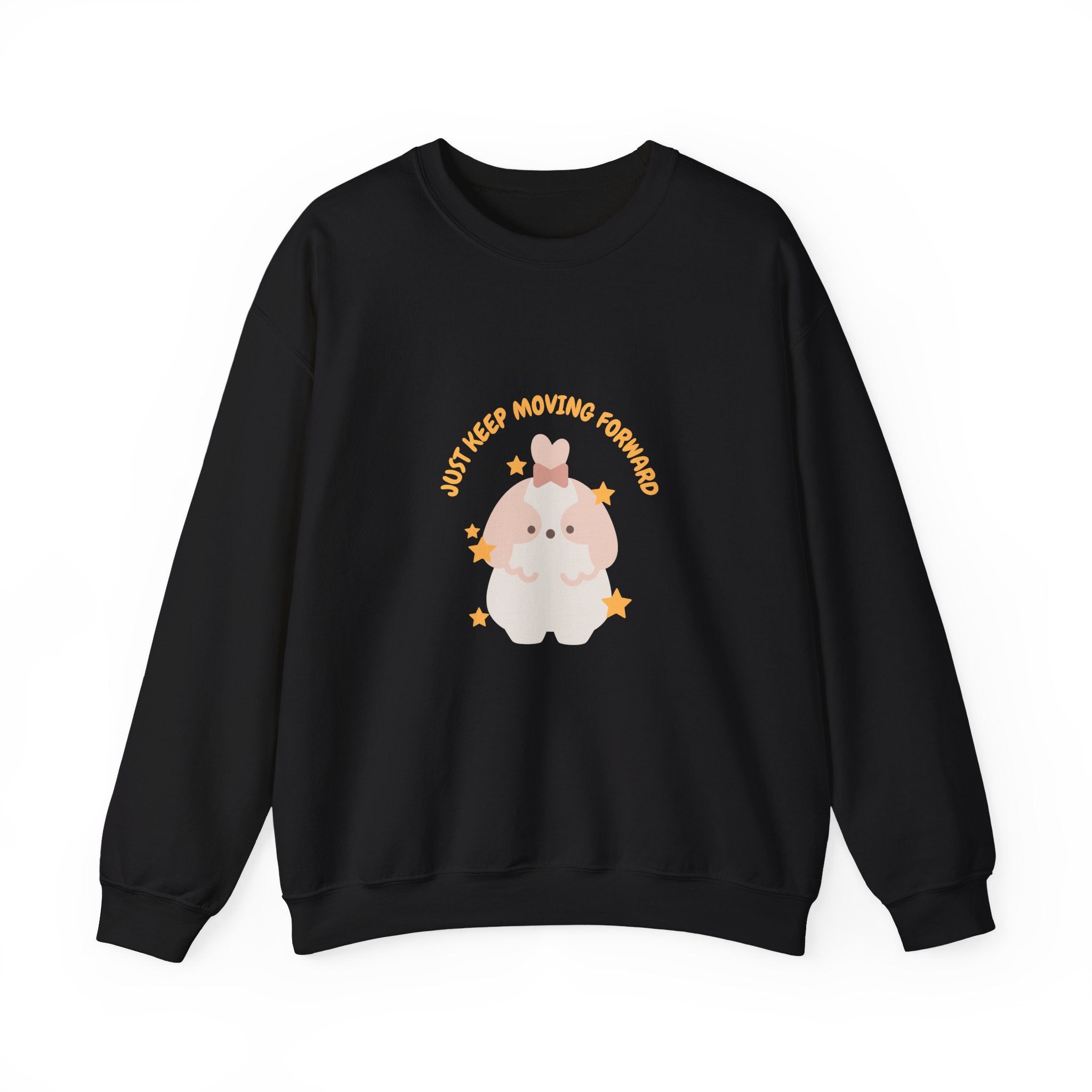 Crewneck Sweatshirt — Cute Kawaii Stars Design "Just Keep Moving Forward"