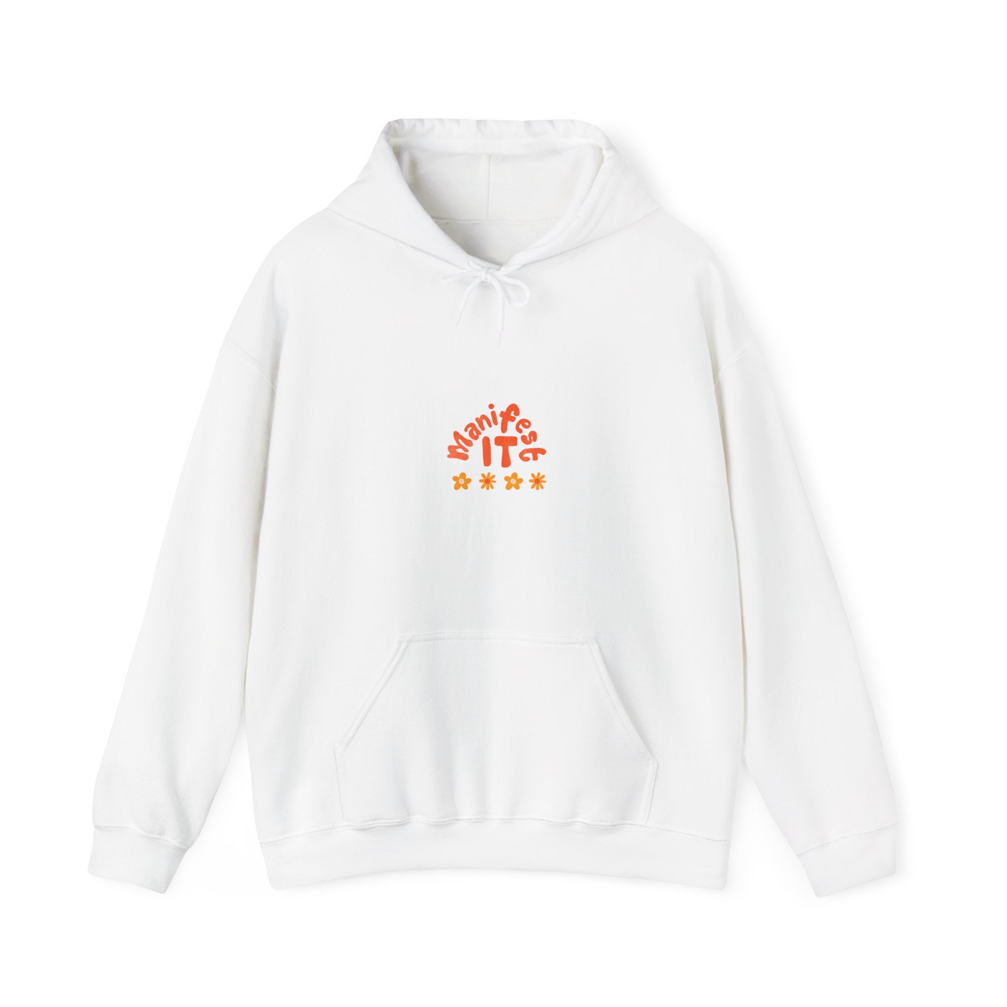Hoodie — "Manifest It" Small Retro Stars Graphic Pullover