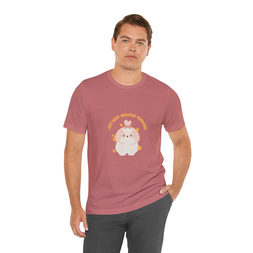 Cute Kawaii Bunny Tee — "Just Keep Moving Forward" Graphic T-Shirt