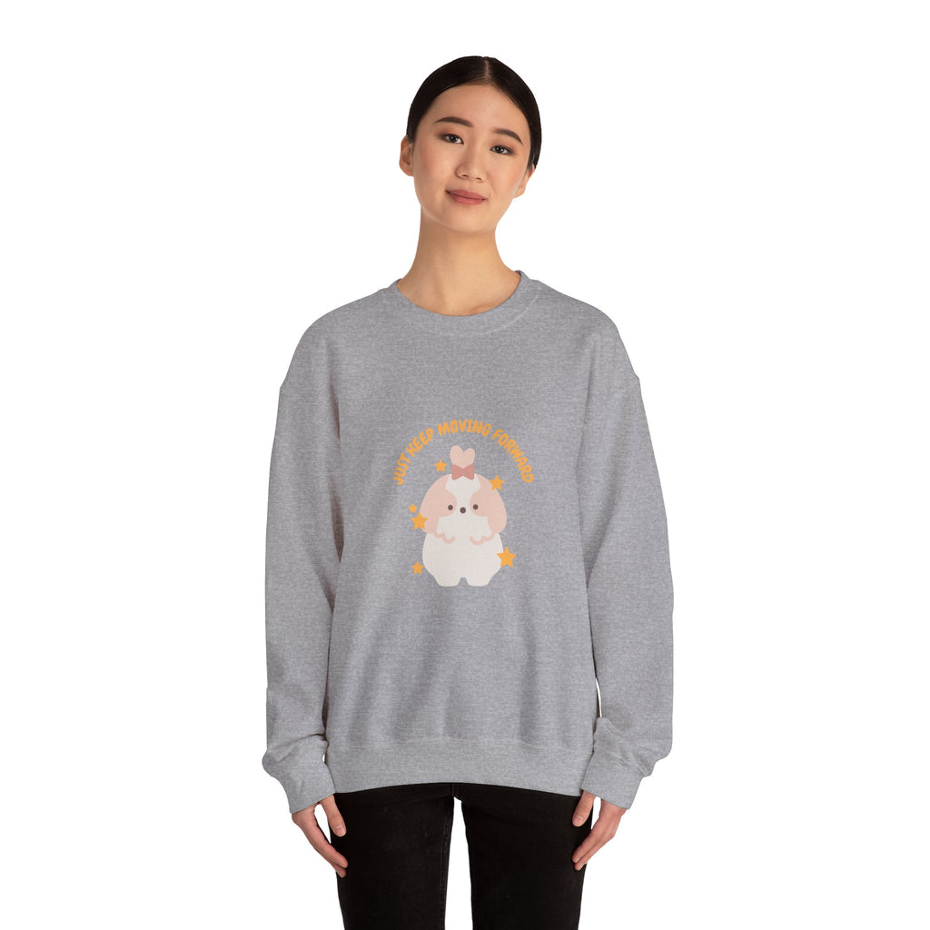 Crewneck Sweatshirt — Cute Kawaii Stars Design "Just Keep Moving Forward"