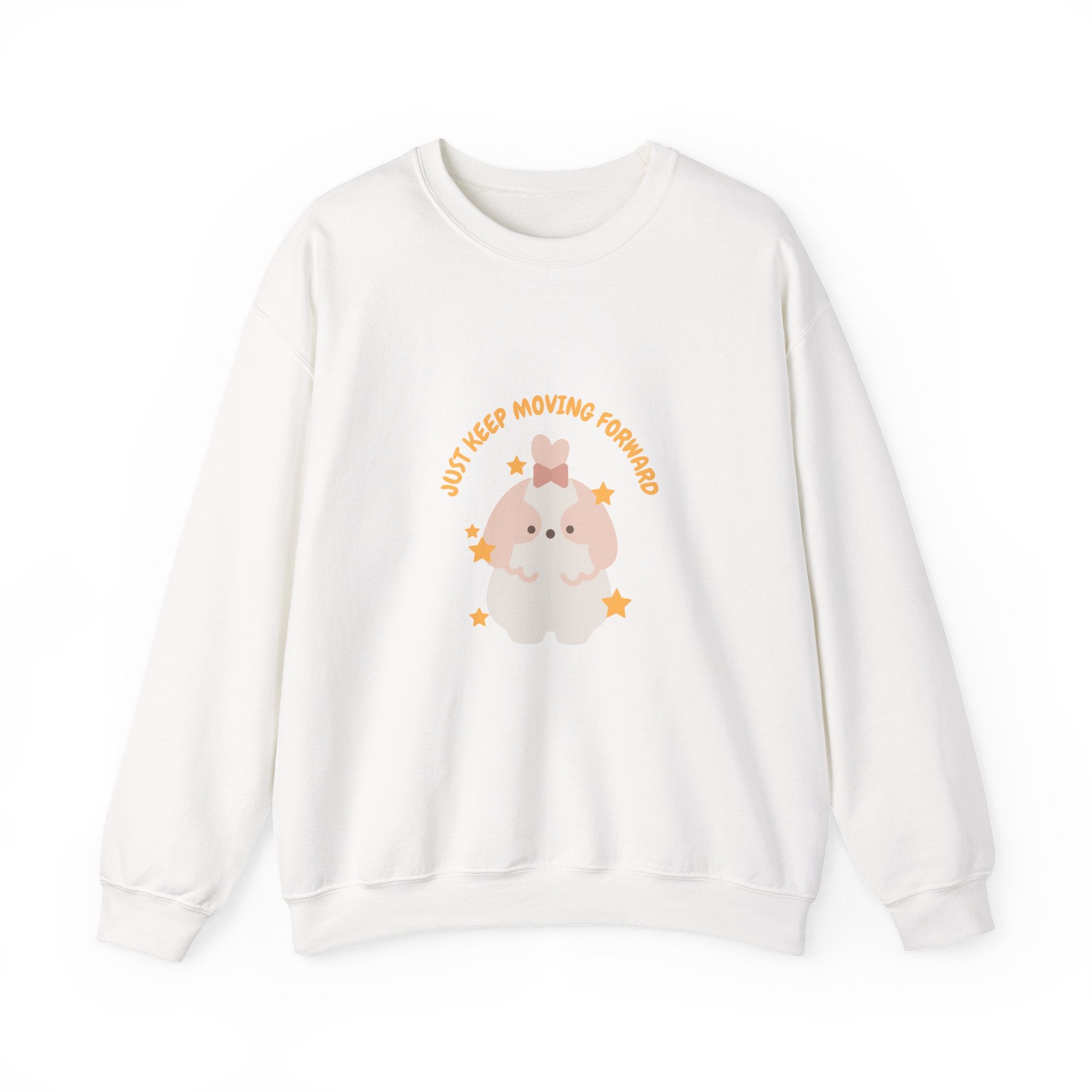 Crewneck Sweatshirt — Cute Kawaii Stars Design "Just Keep Moving Forward"