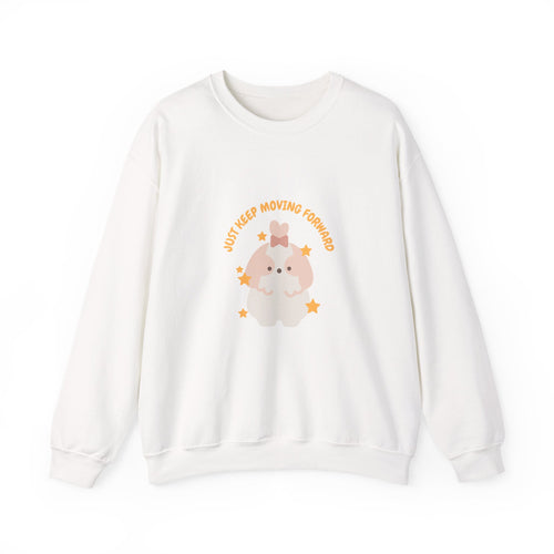 Crewneck Sweatshirt — Cute Kawaii Stars Design "Just Keep Moving Forward"