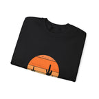 Hello Sunshine Crewneck Sweatshirt — Retro Sunset Cactus Graphic