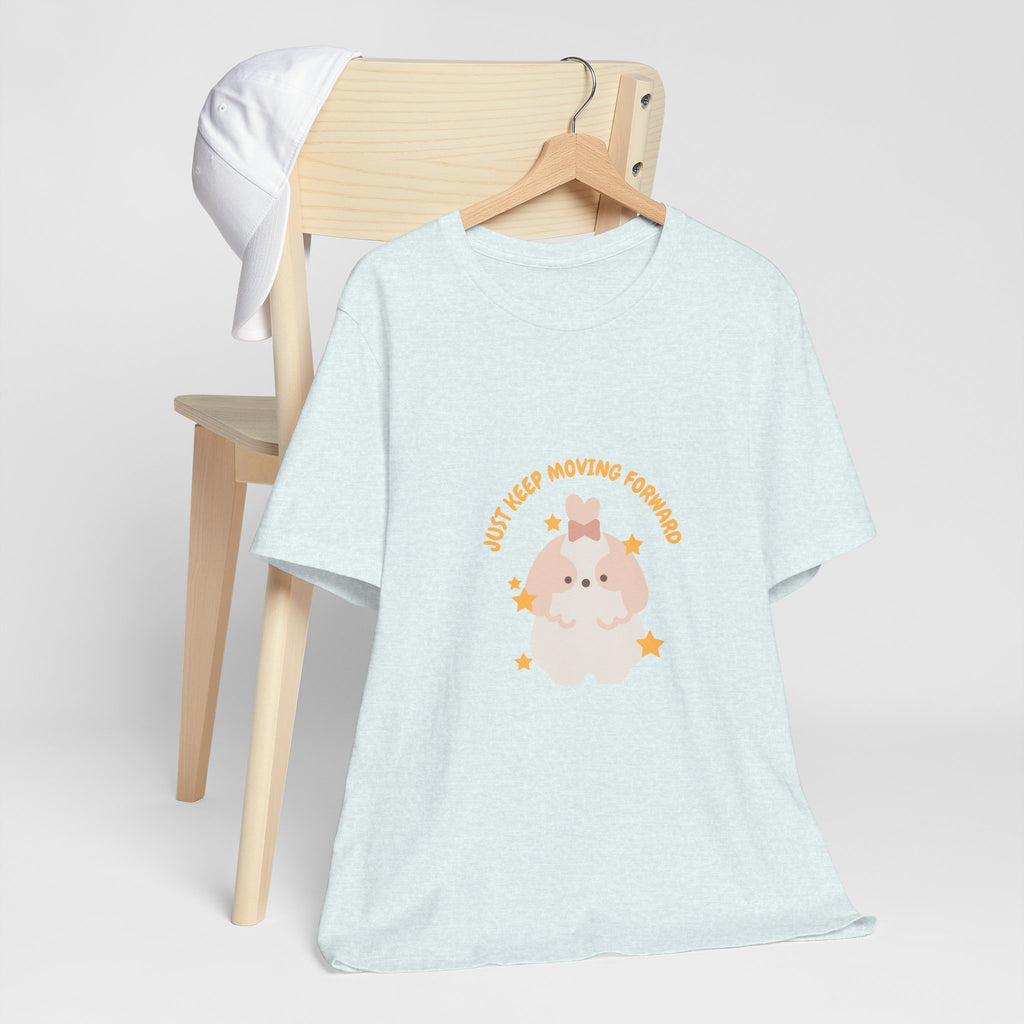 Cute Kawaii Bunny Tee — "Just Keep Moving Forward" Graphic T-Shirt