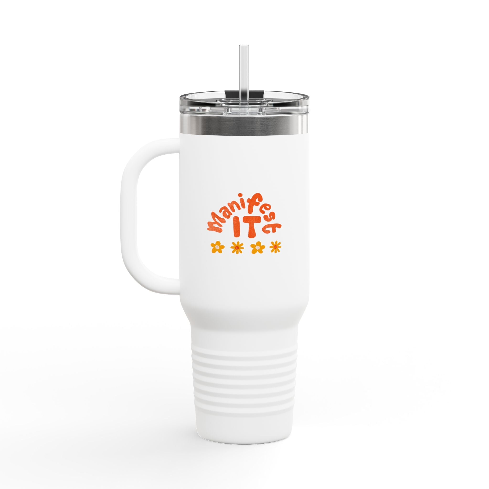 Insulated Travel Mug — "Manifest It" 40oz Tumbler with Lid & Straw