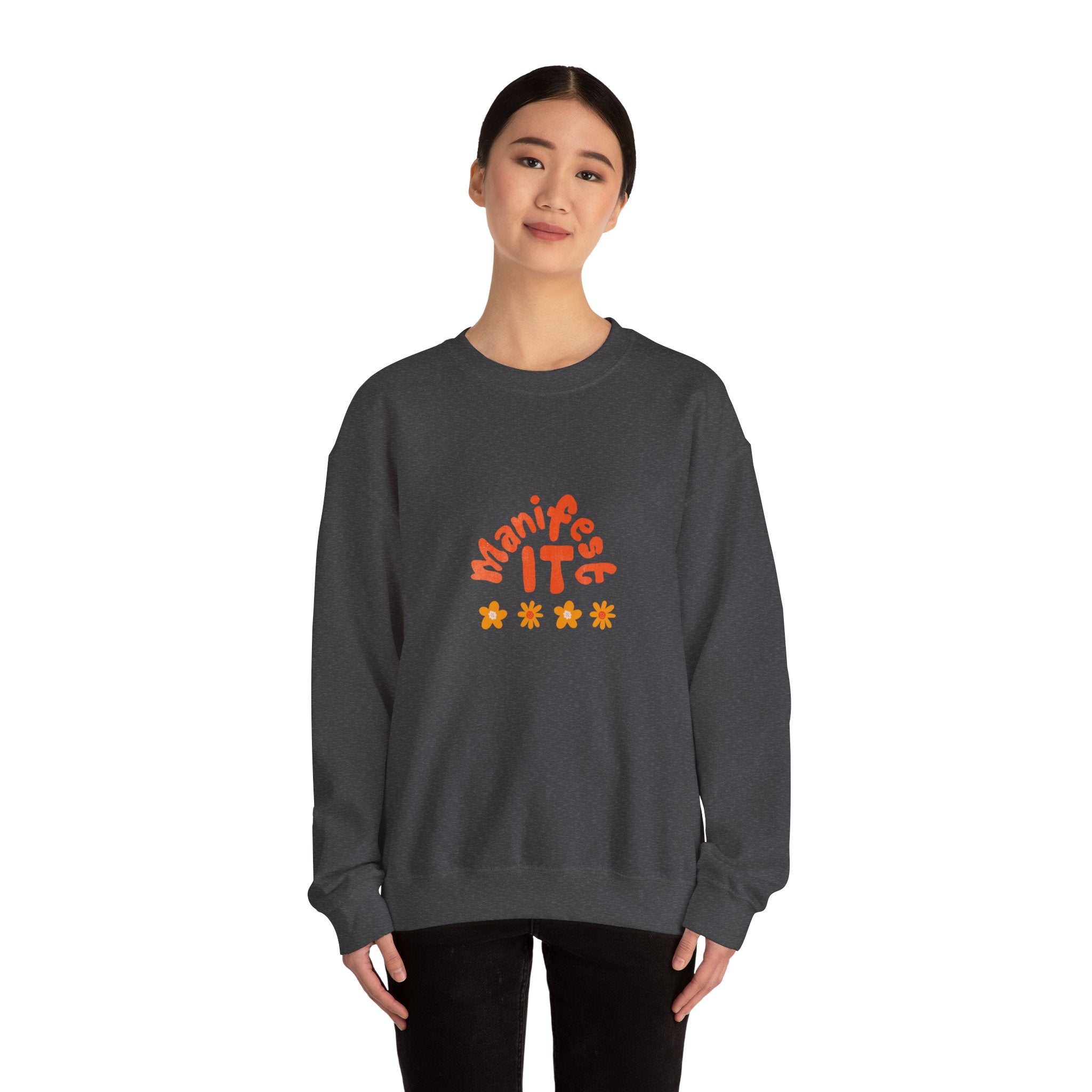 Manifest It Sweatshirt — Retro Flower Graphic Crewneck