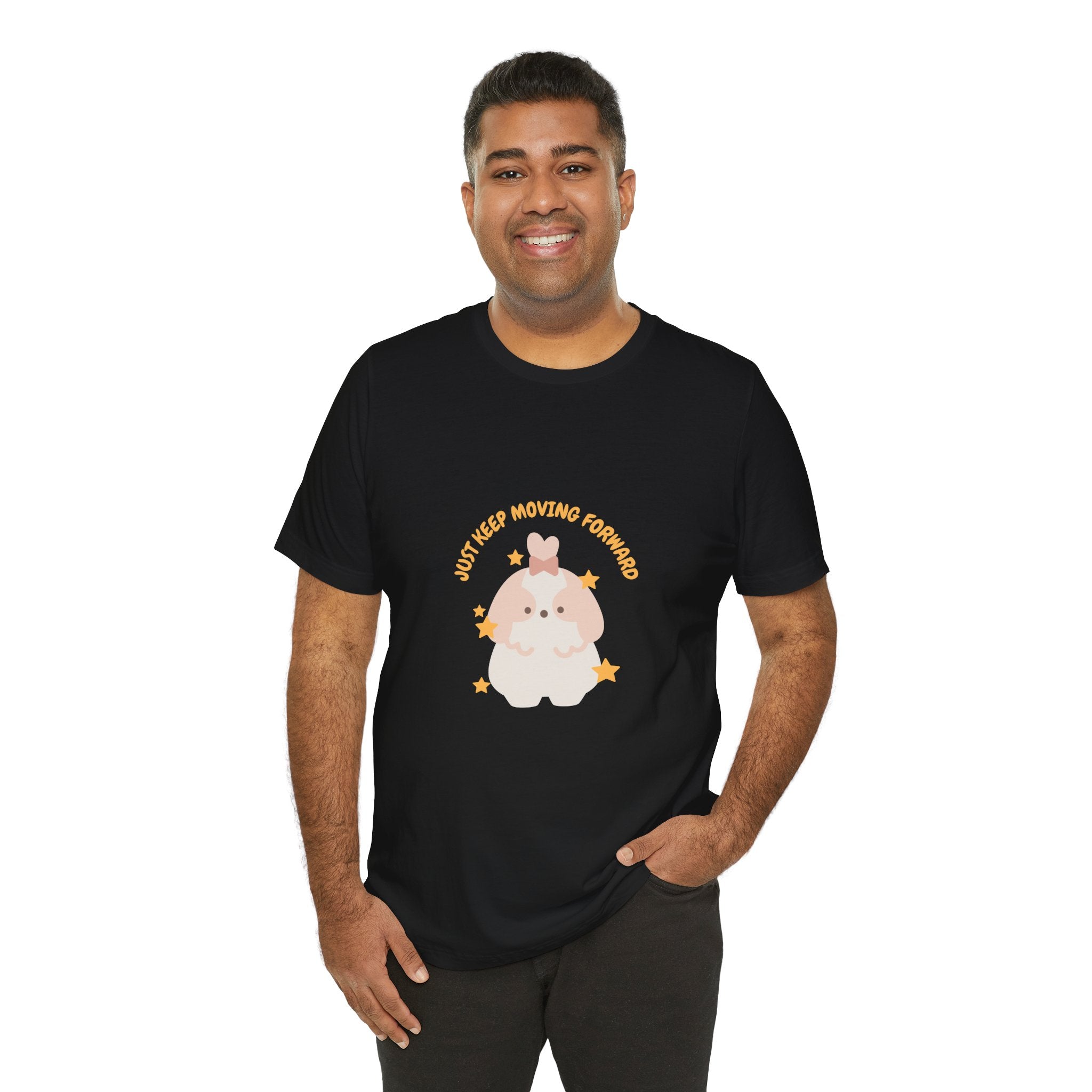 Cute Kawaii Bunny Tee — "Just Keep Moving Forward" Graphic T-Shirt