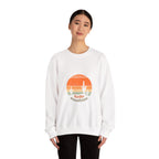 Hello Sunshine Crewneck Sweatshirt — Retro Sunset Cactus Graphic