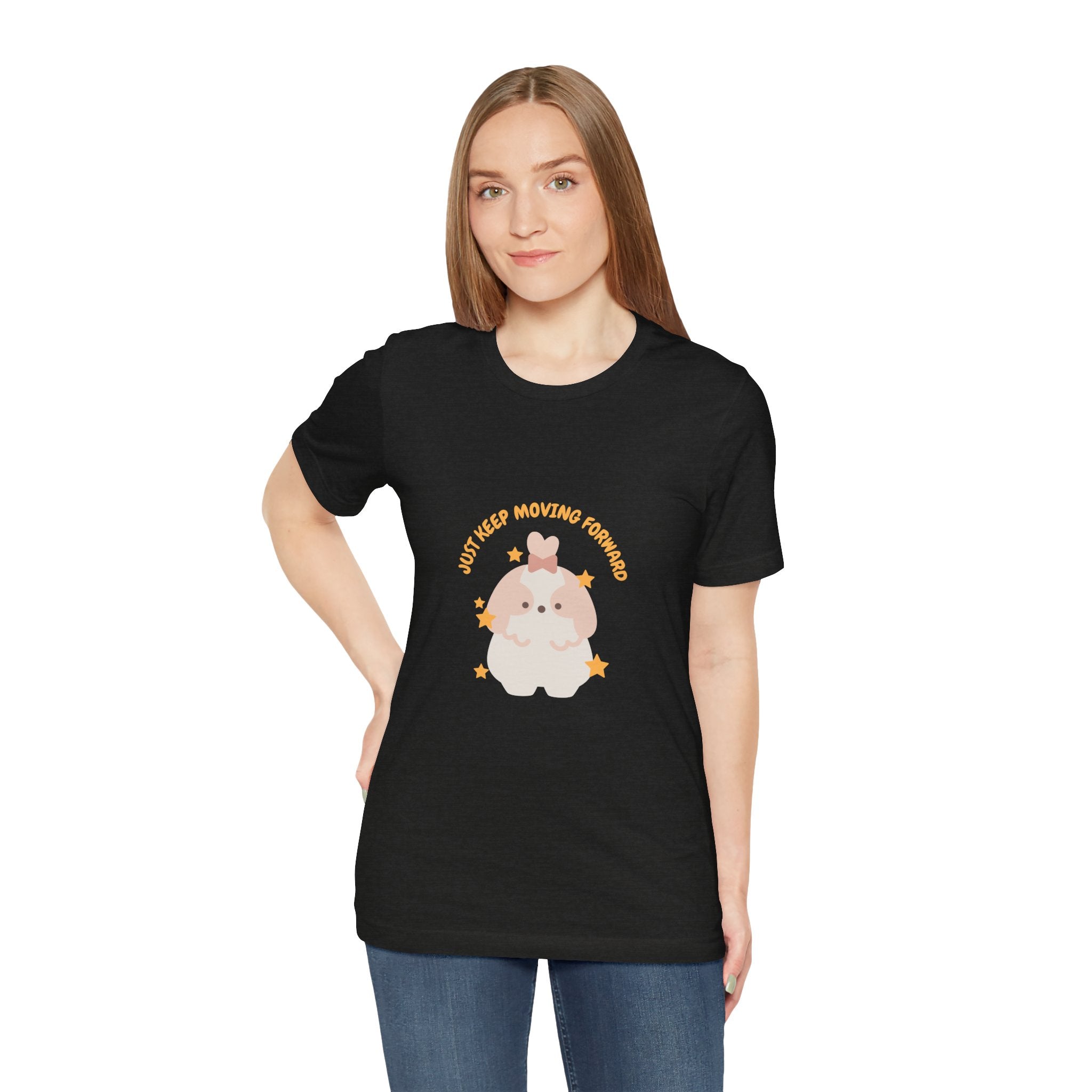 Cute Kawaii Bunny Tee — "Just Keep Moving Forward" Graphic T-Shirt