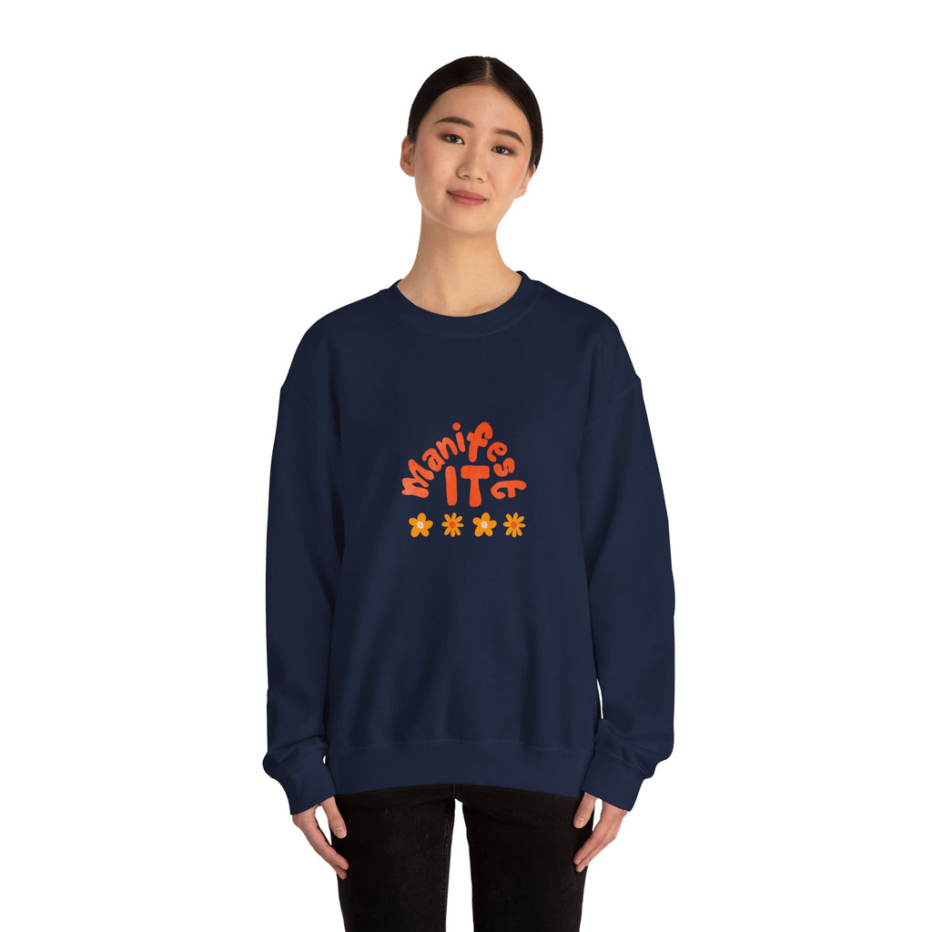 Manifest It Sweatshirt — Retro Flower Graphic Crewneck