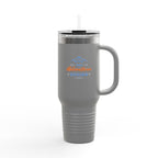 40oz Insulated Travel Mug — “The Adventure Begins” Mountain Stainless Tumbler