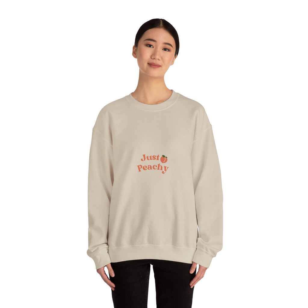 Just Peachy Crewneck Sweatshirt — Cute Peach Graphic Pullover