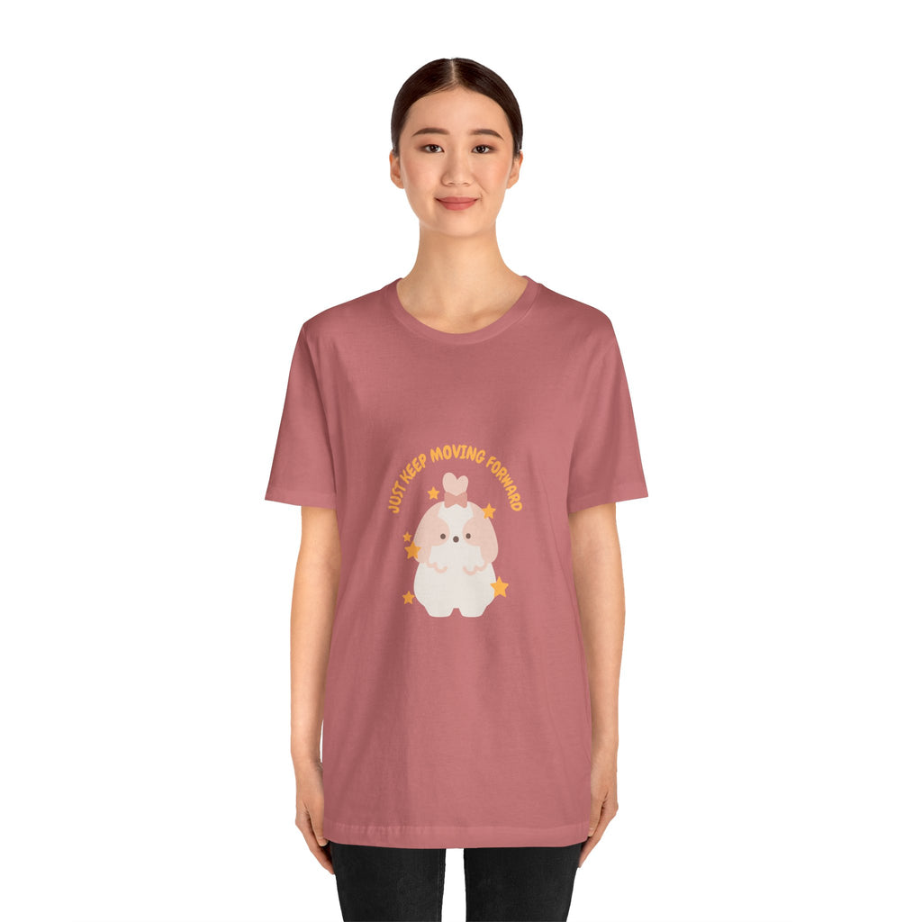 Cute Kawaii Bunny Tee — "Just Keep Moving Forward" Graphic T-Shirt