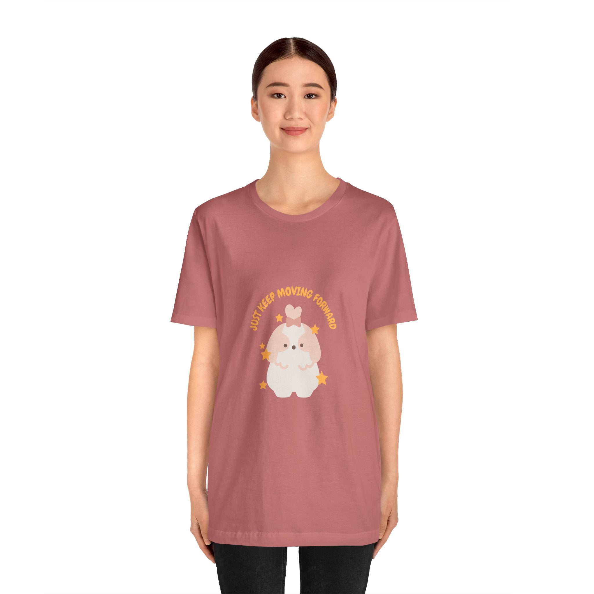 Cute Kawaii Bunny Tee — "Just Keep Moving Forward" Graphic T-Shirt