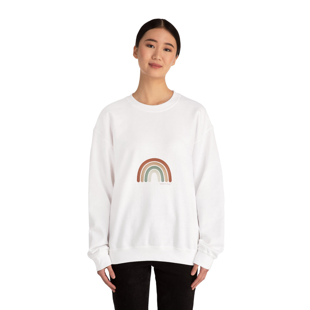 Neutral Rainbow Arc Sweatshirt | muted rainbow, boho desert arc