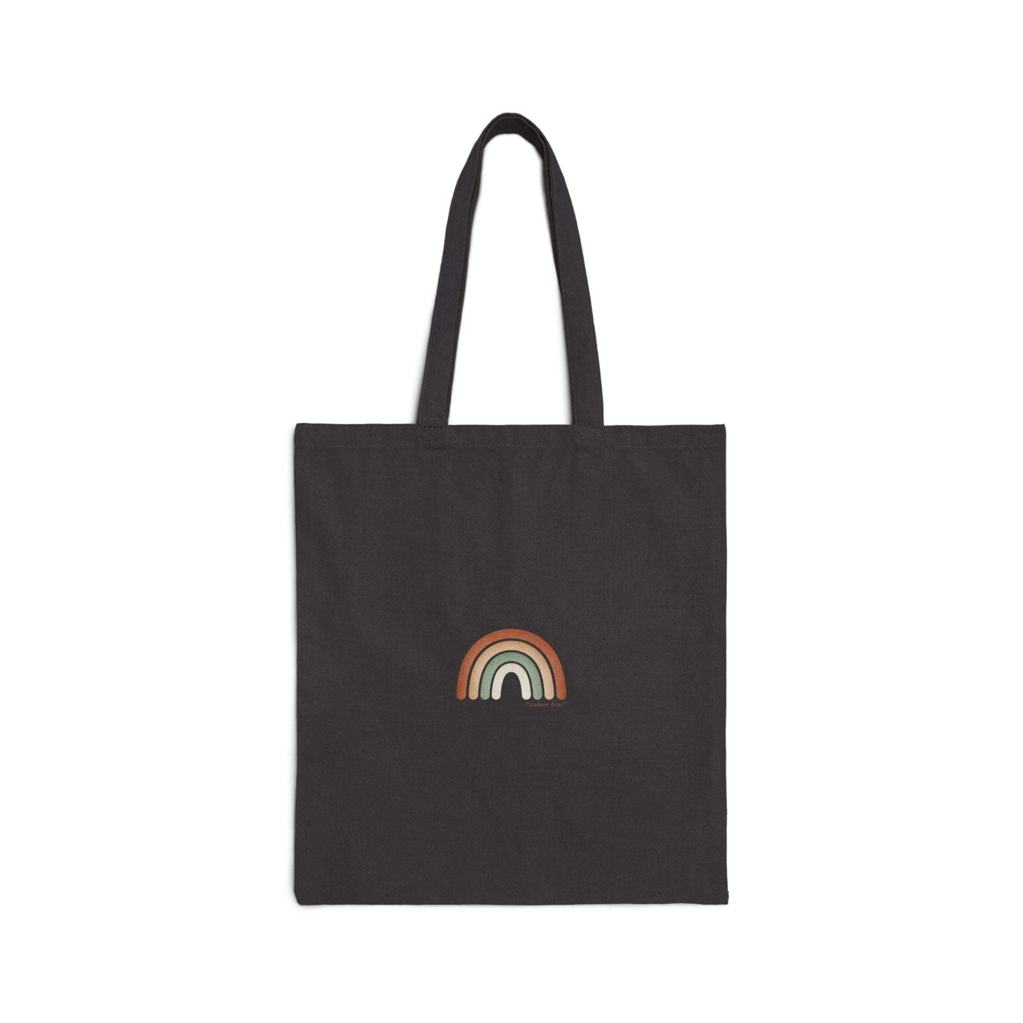 Neutral Rainbow Boho Arc Tote | muted rainbow art, desert arc design