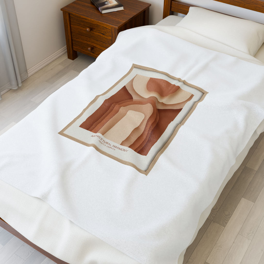 Terracotta Arch Abstract Velveteen Blanket | warm neutral shapes, clay tone decor