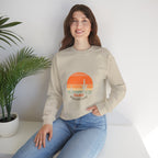 Hello Sunshine Crewneck Sweatshirt — Retro Sunset Cactus Graphic